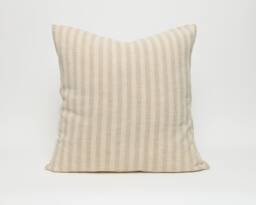 striped Linen Cotton Cushion Cover, Beige Natural Woven Pillow - thumbnail 1