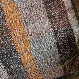50cm - Or 20Inch Vintage Kilim Cushion Cover Handwoven - Goat Hair/Wool/Linen Browns Black Grey Orange - thumbnail 3