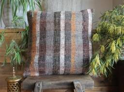 Vintage Handwoven Kilim Pillow Cover - 20 Inch Goat Hair/Wool