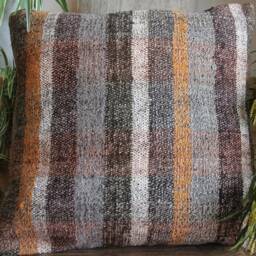 50cm - Or 20Inch Vintage Kilim Cushion Cover Handwoven - Goat Hair/Wool/Linen Browns Black Grey Orange - thumbnail 2