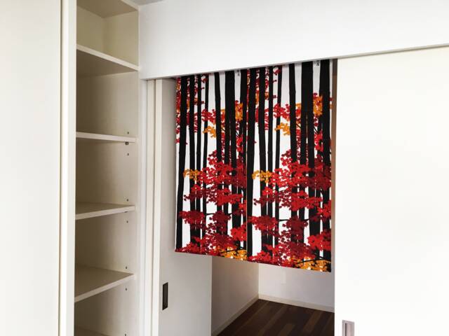 Japanese Noren Order Made, Red Momiji Door Curtain, Japanese Tenugui, Japan Maple Tree Noren, Wall Tapestry, Fabric Panel - image 1