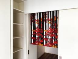 Japanese Noren Order Made, Red Momiji Door Curtain, Japanese Tenugui, Japan Maple Tree Noren, Wall Tapestry, Fabric Panel - thumbnail 1