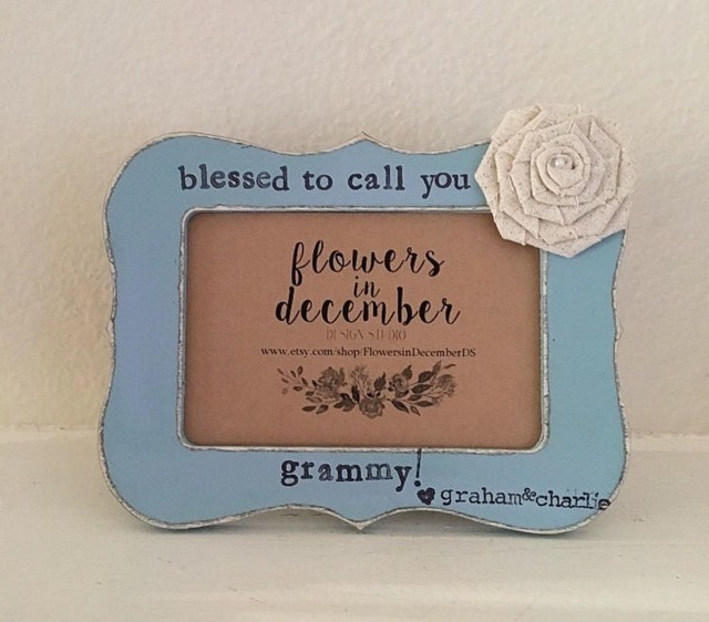 Personalized Grandma Picture Frame Hand-Painted Floral Gift - image 1