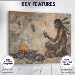 Native American Shaman Campfire Ritual Ancient Tribal Scene Canvas Wall Art Print Decor Picture Ready To Hang - thumbnail 1