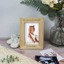 "Granddaughter Photo Frame, Gift For Grandparents, New Gift, Baby Personalised Name Wooden Picture 4""x6" - thumbnail 2