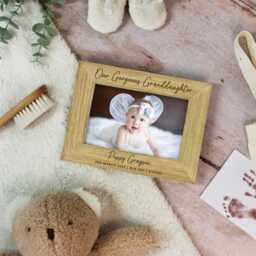 "Granddaughter Photo Frame, Gift For Grandparents, New Gift, Baby Personalised Name Wooden Picture 4""x6" - thumbnail 4