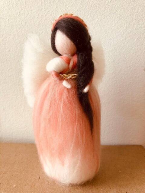 White & Coral Standalone Angel-Fairy - Ready To Decorate Your Holiday Table, Christmas Tree Or Nature Table - image 1