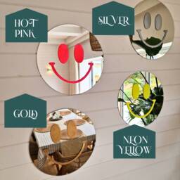 Happy Face Mirror, Neon Smiley Wall Funky Room Decor - thumbnail 3