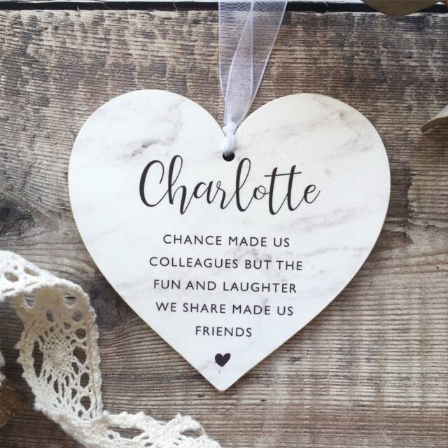 Chance Made Us Colleagues Wooden Heart Plaque With Marble Effect. Work Friend Gift - image 1