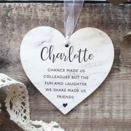 Chance Made Us Colleagues Wooden Heart Plaque With Marble Effect. Work Friend Gift - thumbnail 1