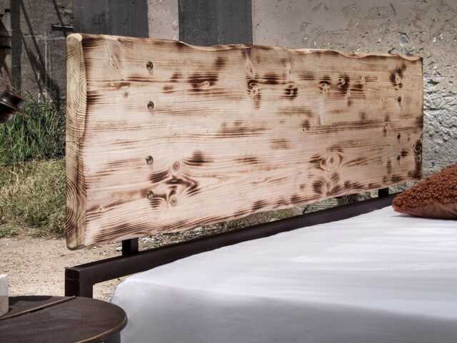 Industrial Headboard Dafni - Handmade Metal & Solid Wood - Rustic Pine Loft Bedroom Decor - image 1