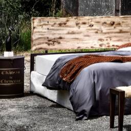 Industrial Headboard Dafni - Handmade Metal & Solid Wood - Rustic Pine Loft Bedroom Decor - thumbnail 2