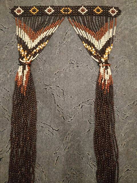 Handmade Wood Beaded Door Curtain Bohemian Decor - 41x75 Inches - image 1