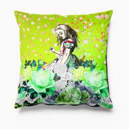 Outdoor Garden Cushion - Alice in Wonderland Bright Green Waterproof Water Resistant Pillows 18 - thumbnail 1