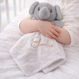 Personalised Embroidered Blanket, Comforter & Booties Gift Set - White Unisex Baby Hamper Name Keepsake - thumbnail 3