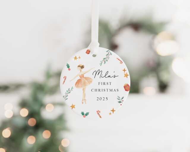 Personalised Baby's First Christmas Decoration - Keepsake Bauble Gift Ceramic Ornament 1st Nutcracker - image 1
