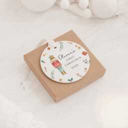 Personalised Baby's First Christmas Decoration - Keepsake Bauble Gift Ceramic Ornament 1st Nutcracker - thumbnail 2