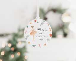 Personalised Baby's First Christmas Decoration - Keepsake Bauble Gift Ceramic Ornament 1st Nutcracker - thumbnail 1