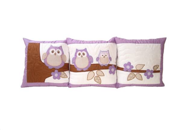 Owl Pillow Covers - Home Decor- Quilt Pillow Children Baby Shower Gift, Child Decor, Het -Purple-White-Beige - image 1