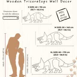 Unique Triceratops Origami Wall Art - Kids Room Decor Wooden Dinosaur Hanging Kinderzimmer - thumbnail 2