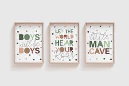 3 Boys Nursery Prints, Bedroom Little Man Cave, Will Be Boys, Let The World Hear Your Roar, Wall Art, Jungle Prints - thumbnail 1