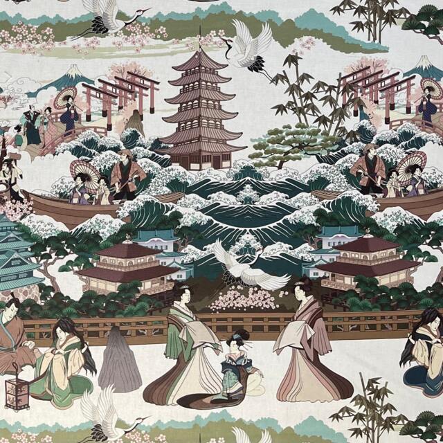 Japanese Art Roman Blind Custom Mount Fuji & Cherry Blossoms - image 1