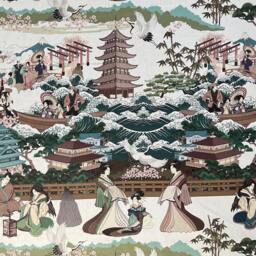 Japanese Art Roman Blind Custom Mount Fuji & Cherry Blossoms