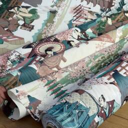 Japanese Art Roman Blind Custom Mount Fuji & Cherry Blossoms - thumbnail 4