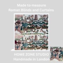Japanese Art Roman Blind Custom Mount Fuji & Cherry Blossoms - thumbnail 2