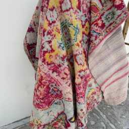 Authentic Persian Kantha Quilt Hand-stitched Cotton Bedspread, Boho Throw Blanket, Textile Art - thumbnail 2