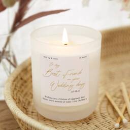 Personalized Best Friend Wedding Candle, Frosted Glass Soy Wax Candle - thumbnail 1