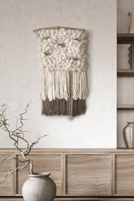 Chunky Woven Wall Hanging Boho Rustic Textile Art - image 1