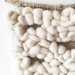 Chunky Woven Wall Hanging Boho Rustic Textile Art - thumbnail 3