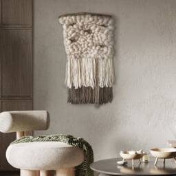 Chunky Woven Wall Hanging Boho Rustic Textile Art - thumbnail 2