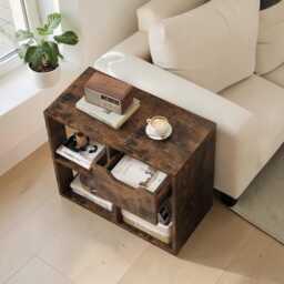 Rustic Brown Wooden Bookcase 3 Cube Storage Shelf With Drawer For Bedroom & Living Room - thumbnail 3