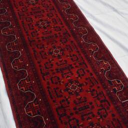 Bukhara Tribal Afghan Wool Runner Rug Long Red Hallway Rug - 12.9x2.8 Ft - thumbnail 2