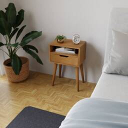 Solid Oak Bedside Table With One Drawer & Compartment - Aneo - thumbnail 3