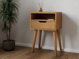 Solid Oak Bedside Table With One Drawer & Compartment - Aneo