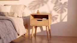 Solid Oak Bedside Table With One Drawer & Compartment - Aneo - thumbnail 1