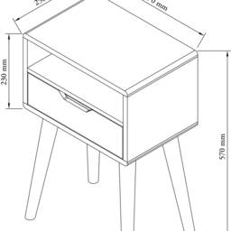 Solid Oak Bedside Table With One Drawer & Compartment - Aneo - thumbnail 4