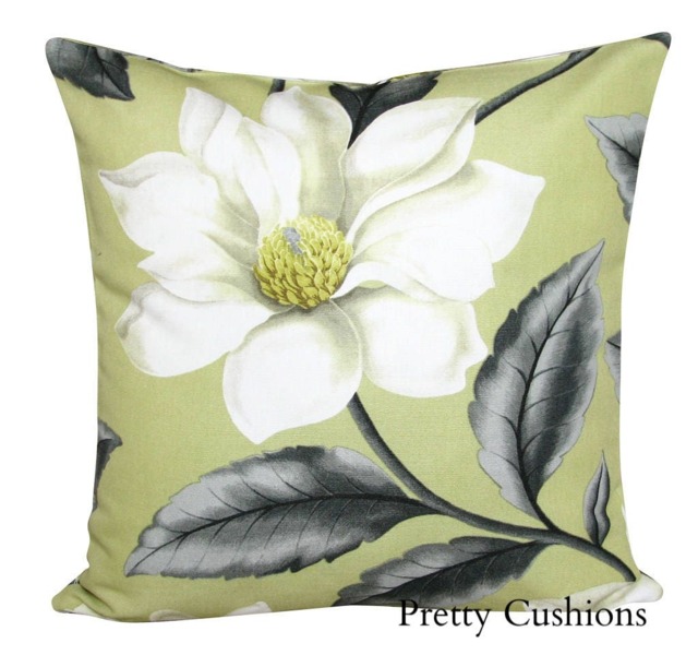 Sanderson Grandiflora Chartreuse & Steel Cushion Cover