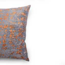 Orange & Grey Marble Chenille Cushion Cover Luxury Velvet, Made in UK - thumbnail 3