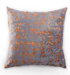 Orange & Grey Marble Chenille Cushion Cover Luxury Velvet, Made in UK