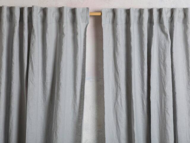 Linen Curtain Panel-Linen Drape-Washed Drape in Ligth Grey Color-Linen Hidden Back Tabs-Width 55''(140cmxcust.xlenght - image 1