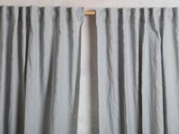 Linen Curtain Panel-Linen Drape-Washed Drape in Ligth Grey Color-Linen Hidden Back Tabs-Width 55''(140cmxcust.xlenght - thumbnail 1