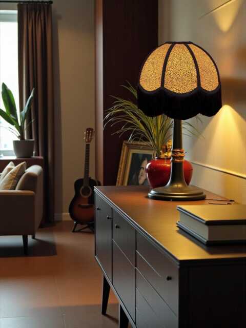 Traditional Ochre Animal Print Dome Lampshade With Black Fringe, British Made - Animal Fabric Lamp Shades - image 1