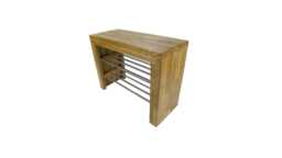 Solid Oak Wooden Bench With 2 Stainless Steel Shoe Shelves, Hall Bench, Designer 60x45x25cm Or 70x45x25cm - thumbnail 1