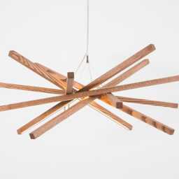Wooden Abstract Round Chandelier Vortex, Linear Suspension Light, Dinning Room Table Chandelier, Sputnik Lighting - thumbnail 4