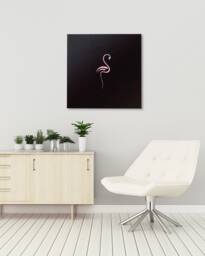Minimalist Embroidery Flamingo Wall Art Canvas, Girl Room Poster Decor - thumbnail 1