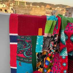 Handmade Block Print Patchwork Reversible Cotton Kantha Quilt Soft Blanket - thumbnail 3